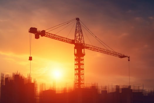 a crane at a construction site, a modern urban scene under construction, AI Generative.