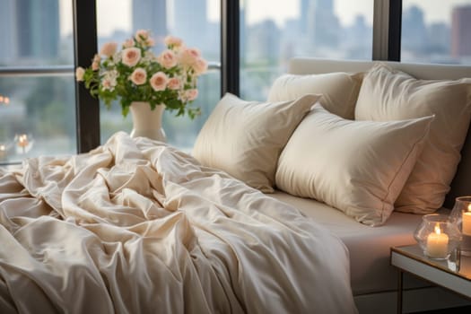 Photo of Plain Cream soft Modern king bed.