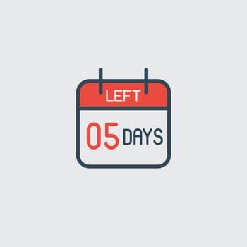 Countdown daily page calendar icon -31 days left. Number day to go. Agenda app, business deadline, date. Reminder, schedule simple pictogram.