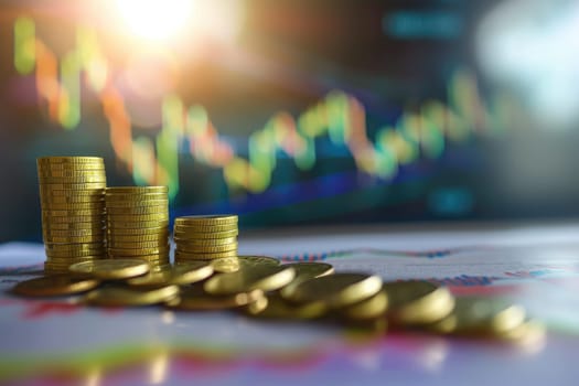 Stack of coins. Financial concept of savings, Investment wealth and prosperity, background banner.