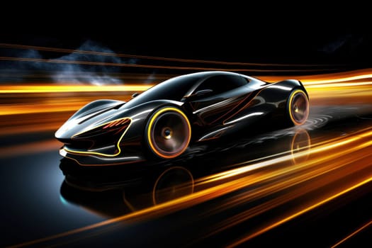 futuristic sporty car concept with sleek lines, evolution of automotive technology. Generative AI.