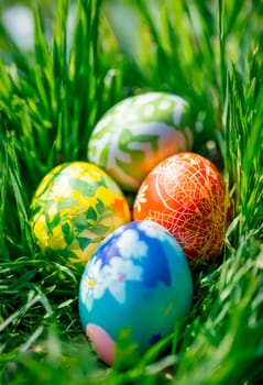 Beautiful Easter eggs for the holiday. Selective focus. food.