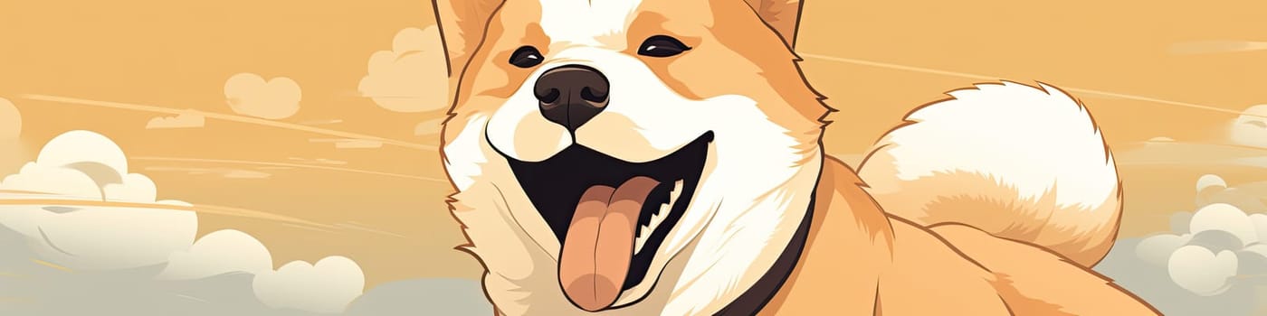 laughing smiling akita inu dog as illustration cartoon as banner --ar 16:4 Job ID: e3e096a3-73dc-4fd0-b292-f2ac5fd6409d