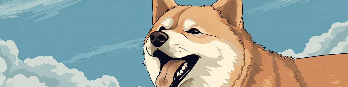 laughing smiling akita inu dog as illustration cartoon as banner --ar 16:4 Job ID: 88135a0c-6e9a-4b3d-9f62-fa0852d39411