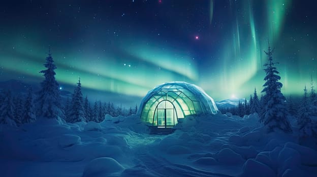 Igloo building from the snow with a winter snowy scenery