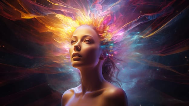 Colorful aura around human, spirituality concept