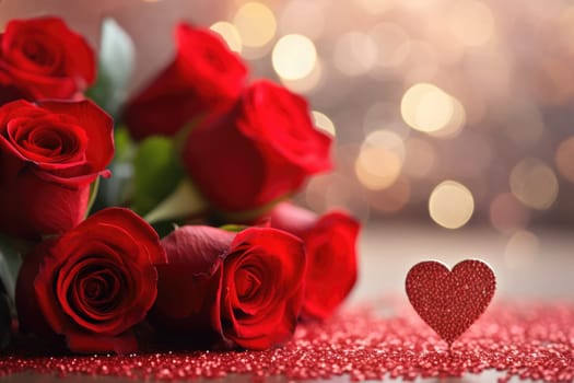 valentine's day celebration with red roses background.