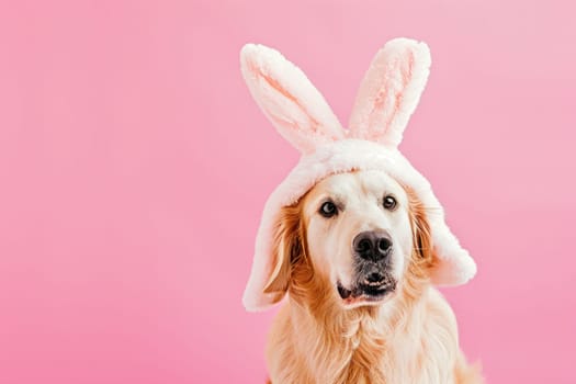 Happy dog with bunny ears for Easter, Banner for your advertisement, Easter bunny, happy Easter..