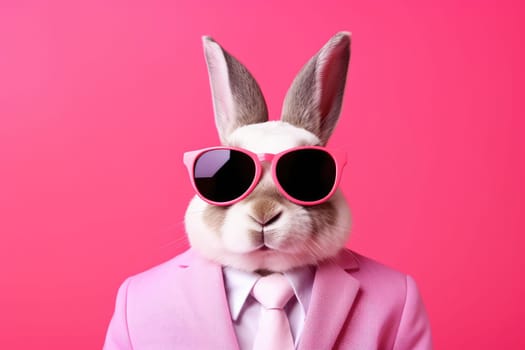 Stylish portrait of dressed up anthropomorphic Animal wearing glasses, AI Generative.