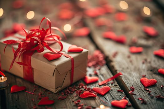 Artisanal Valentine Gifts in a Large Cardboard Box. Generative AI.