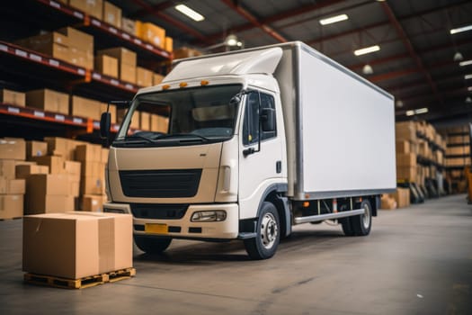 Photo of delivery truck transported concept.