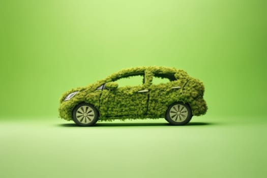 concept of eco car with nature in the city.