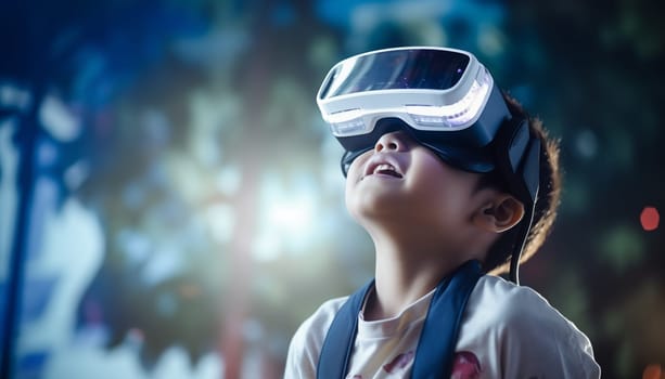 Child in VR glasses. High quality illustration