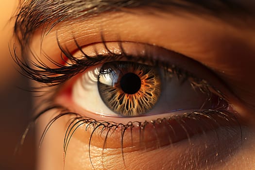 Beautiful female eye with long eyelashes close-up.