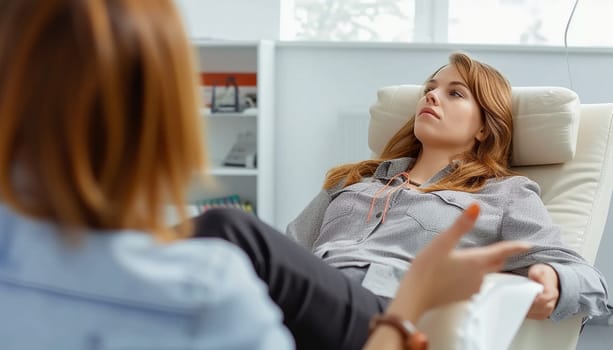 A girl at a psychologist's appointment. High quality photo