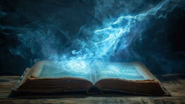 An ancient magic book with spirits. A scary and mysterious old book. High quality illustration