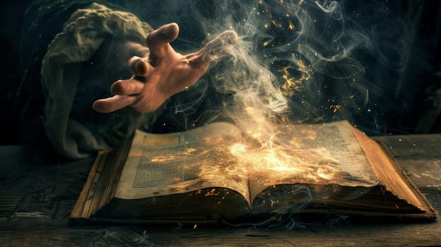 An ancient magic book. High quality illustration