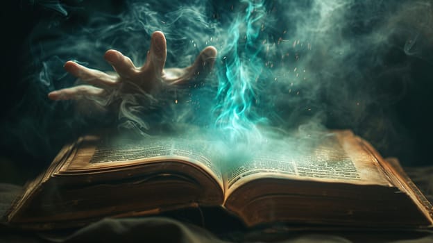 An ancient magic book. High quality illustration