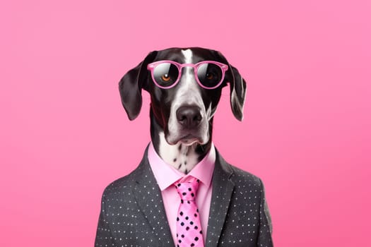 Stylish portrait of dressed up anthropomorphic Animal wearing glasses, AI Generative.