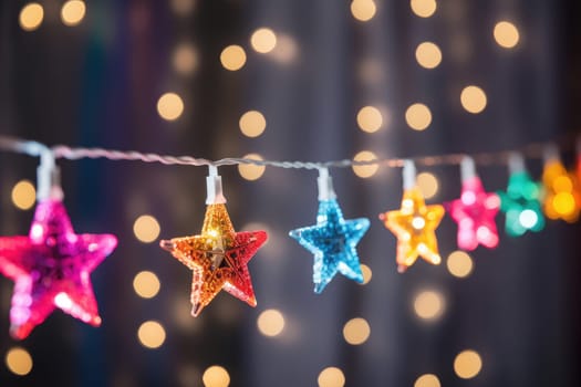 Star shaped bokeh, Christmas decoration celebration holiday background, AI Generative.