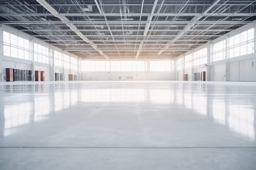 Interior of empty and clean modern warehouse.