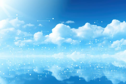 Digital matrix theme light blue sky and clouds backgrounds.