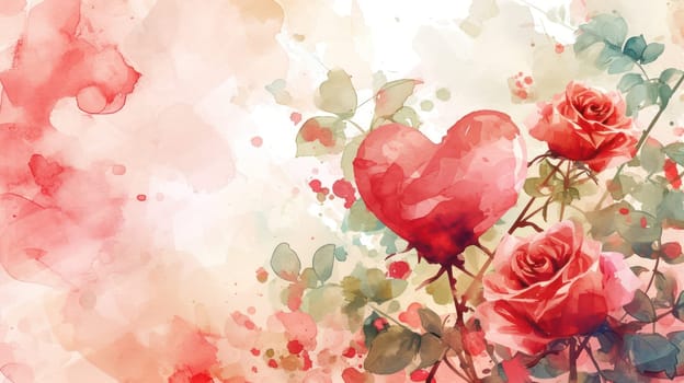 Water color valentine vintage background. Generative AI.