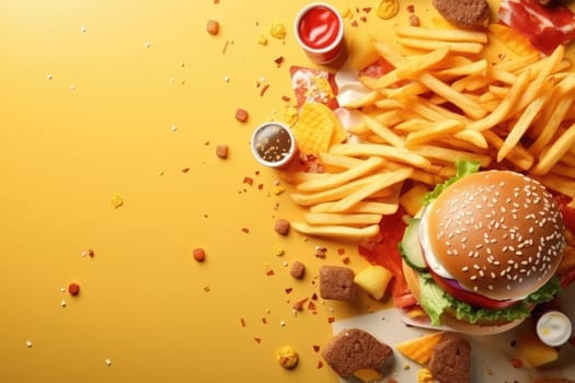 fast food design pattern or junk food design background AI Generative.