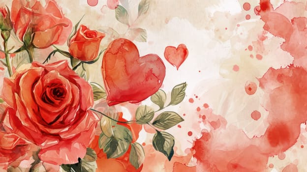 Water color valentine vintage background. Generative AI.