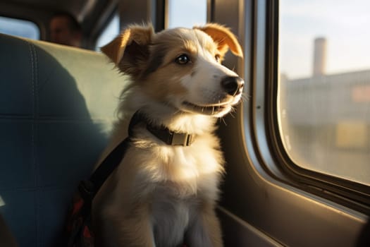 holiday vacation dog, travel with pet concept.