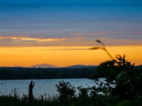 View of Kathadin and a Lake at Sunset, Maine