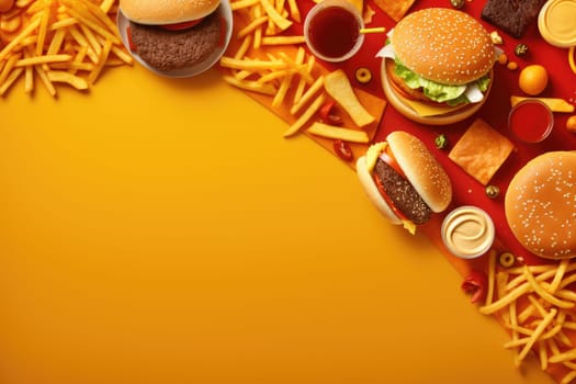 fast food design pattern or junk food design background AI Generative.