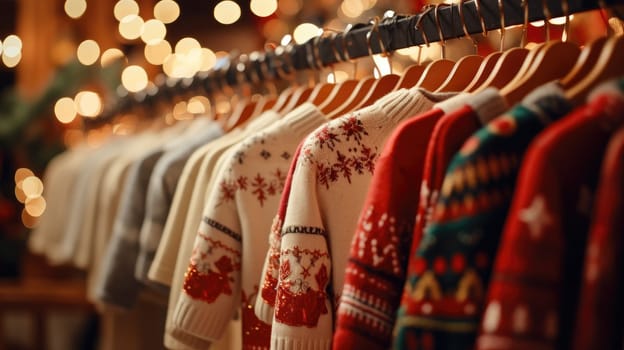 Clothing Fashion Store, Sweater Fashion Store, Cardigan Fashion Store, on hangers, AI Generative.