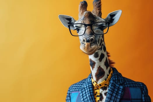 Stylish portrait of dressed up anthropomorphic animal themes, Funny pop art illustration.