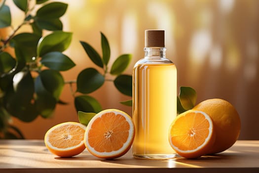 photo of vitamin c product with sliced orange.