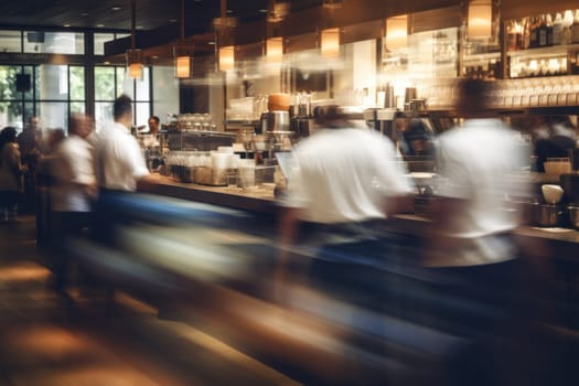 Blur coffee shop or cafe restaurant, Blurred restaurant background with some people.