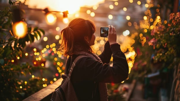 A person taking a photo, Photographing that perfect time of the day.