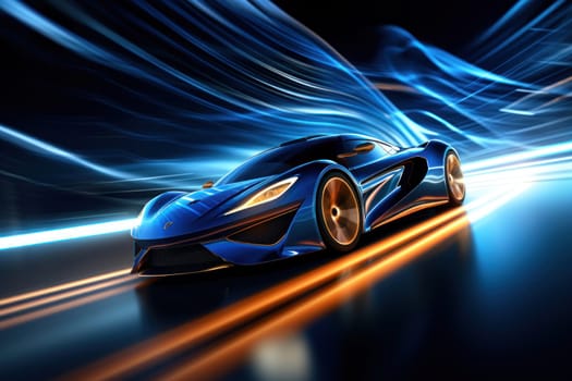 futuristic sporty car concept with sleek lines, evolution of automotive technology. Generative AI.