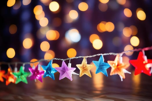 Star shaped bokeh, Christmas decoration celebration holiday background, AI Generative.