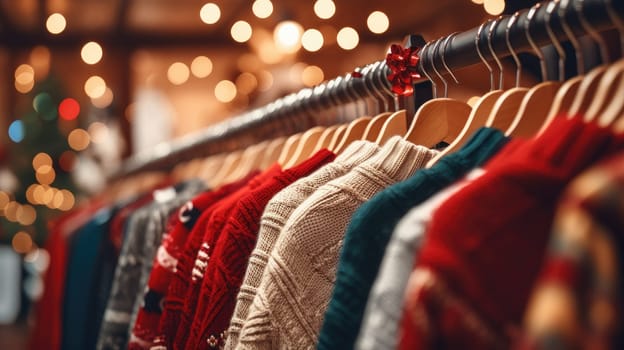 Clothing Fashion Store, Sweater Fashion Store, Cardigan Fashion Store, on hangers, AI Generative.