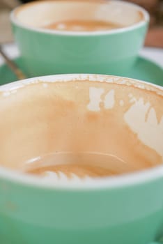 top view of empty coffee cup on table