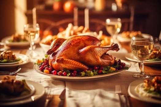 Stock photo of a Thanksgiving turkey on a dinner table.