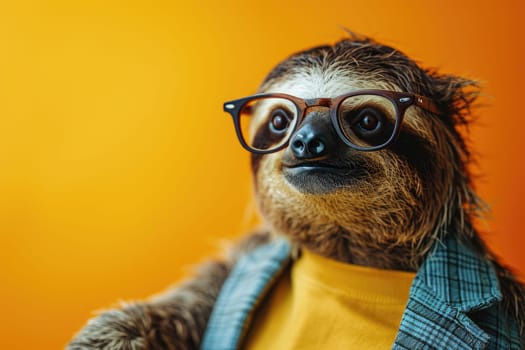 Stylish portrait of dressed up anthropomorphic animal themes, Funny pop art illustration.