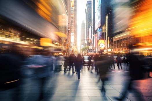 Photo of Motion blur of people commuting in busy street.