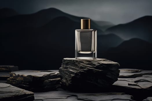 Mockup of perfume bottle, fashion cosmetic, Stylish Perfume banner, AI Generative.