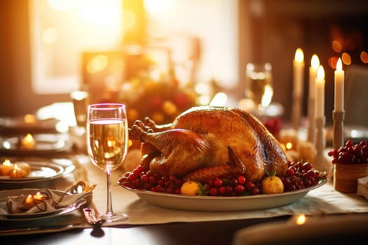 Stock photo of a Thanksgiving turkey on a dinner table.