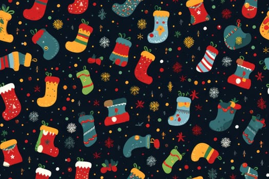 seamless pattern of Christmas stockings background.