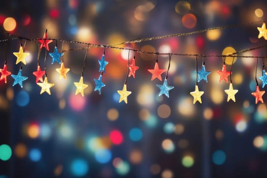 Star shaped bokeh, Christmas decoration celebration holiday background, AI Generative.