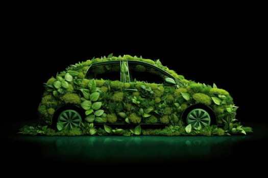 concept of eco car with nature in the city.