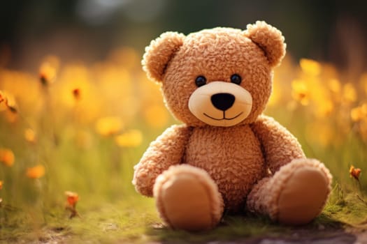 Photo of teddy bear wearing a cheerful smile.
